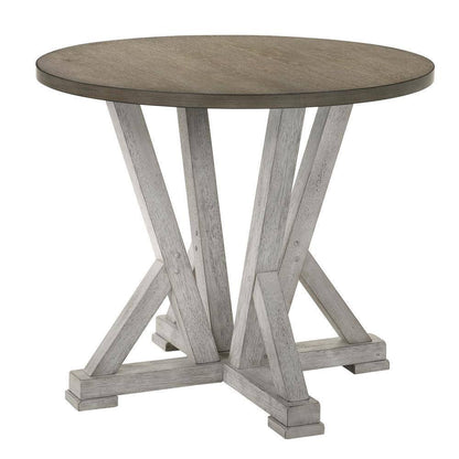 Counter Height Dining Table Rustic Style Round Antique White