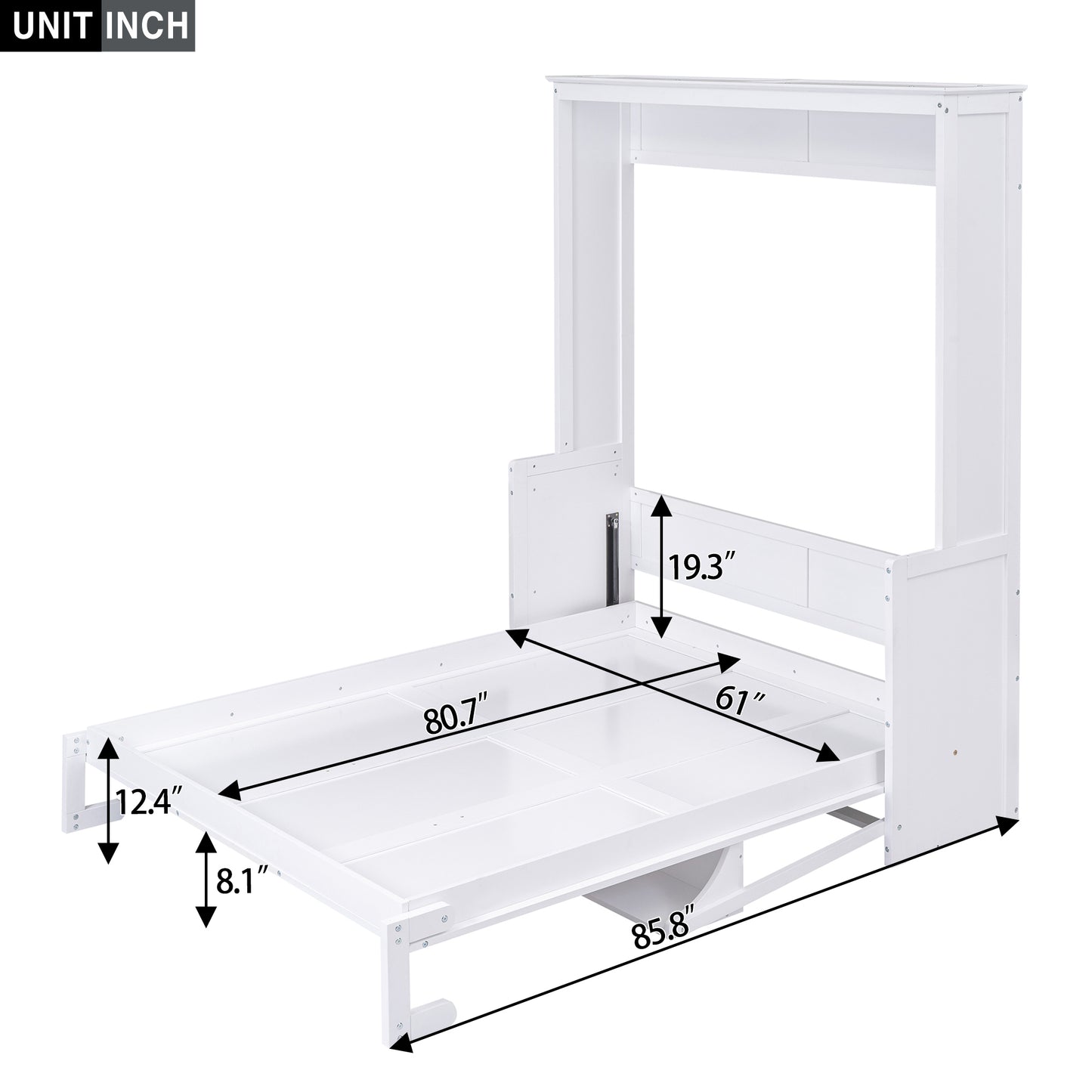 Versatile Queen Murphy Bed with Integrated Shelf in White