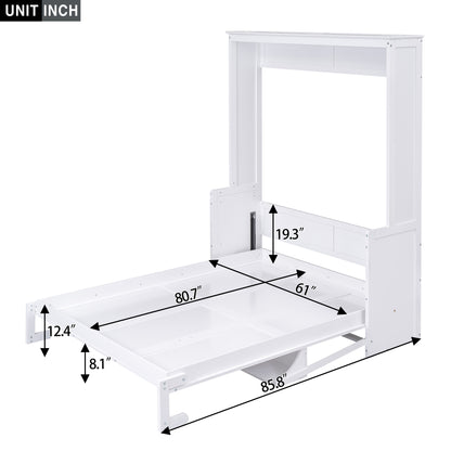 Versatile Queen Murphy Bed with Integrated Shelf in White
