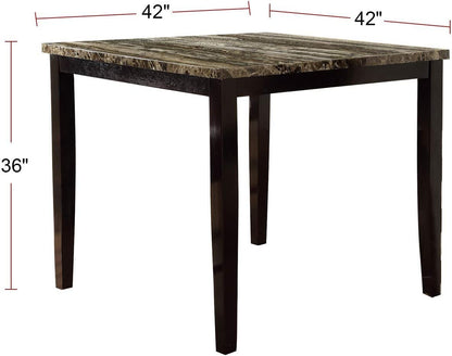 Dining Table Faux Marble Top Birch Veneer MDF Espresso Brown