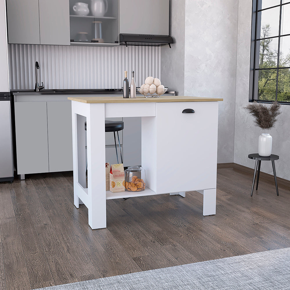 Multicolor Kitchen Island with One Drawer and Ample Storage