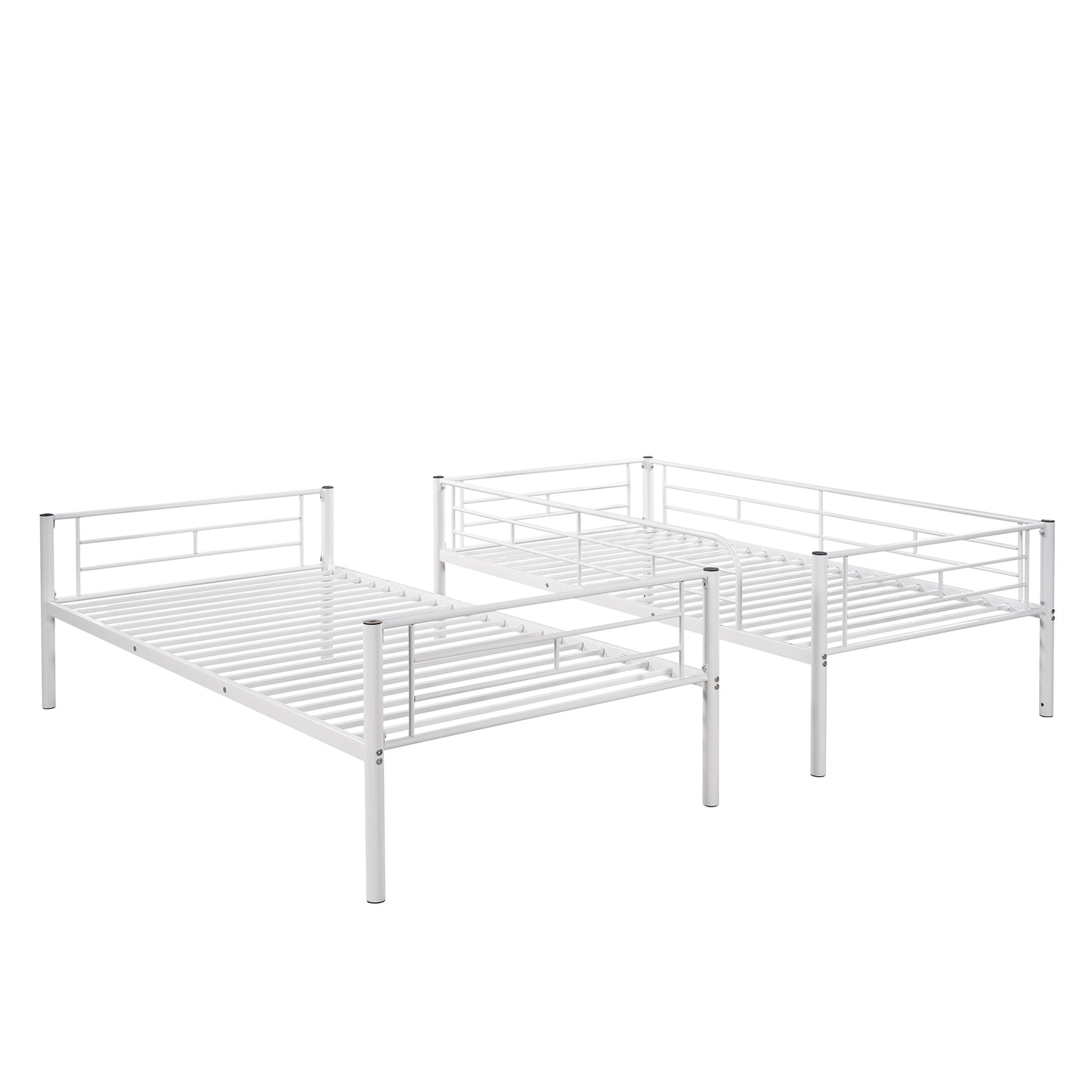 Stylish White Twin Over Twin Metal Bunk Bed for Space-Saving Solutions