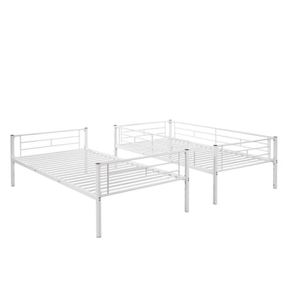 Stylish White Twin Over Twin Metal Bunk Bed for Space-Saving Solutions