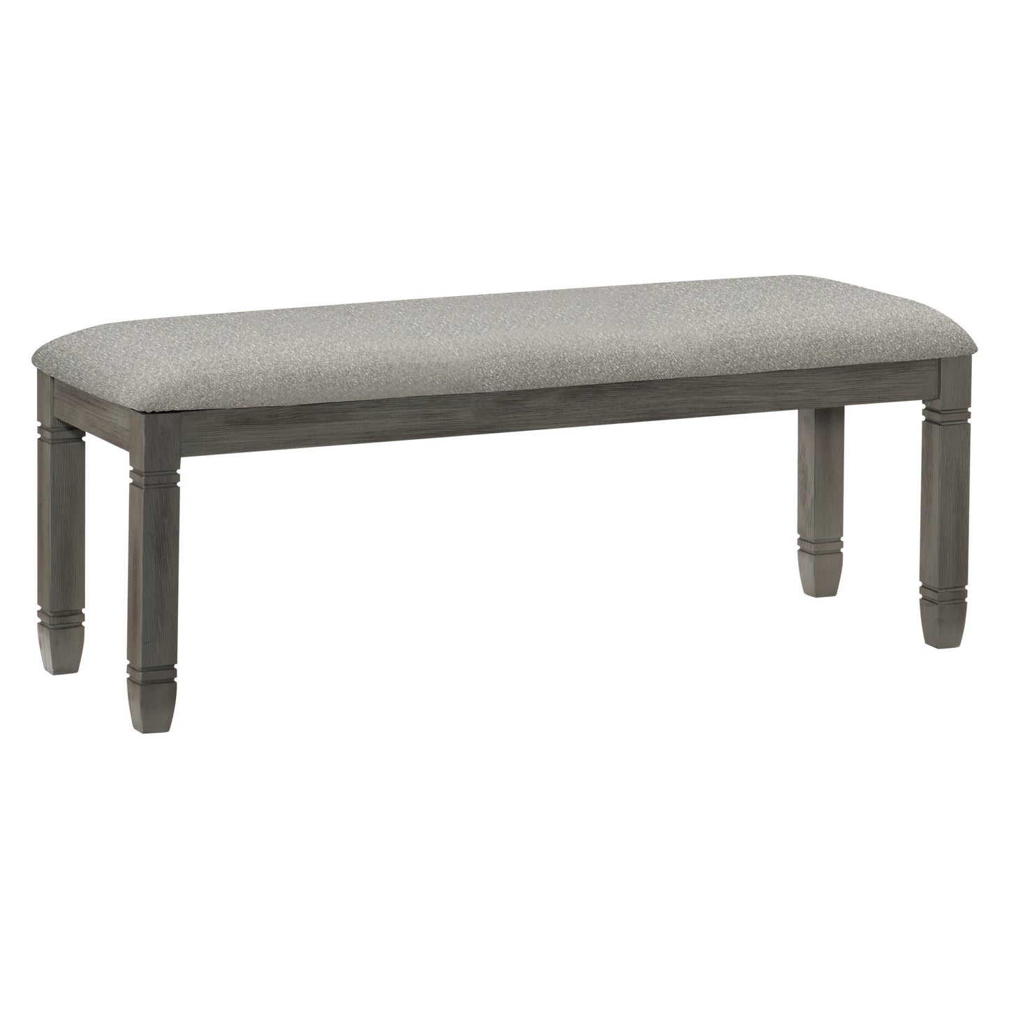 48-Inch Wood Frame Dining Bench with Textured Gray Upholstery, 300 lb Capacity, Dining Room, Antique Gray