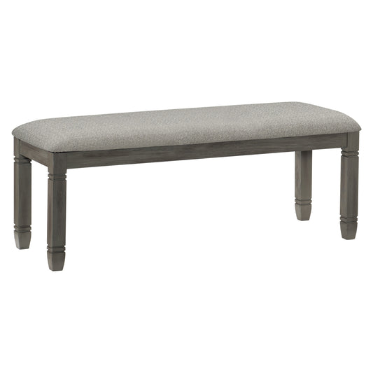 48-Inch Wood Frame Dining Bench with Textured Gray Upholstery, 300 lb Capacity, Dining Room, Antique Gray
