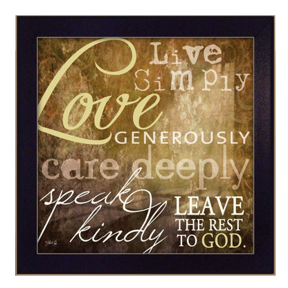 Live Simply Wall Art - Printed Wall Poster, Ready-to-Hang Framed 14 x 14 in Black Frame Multicolor