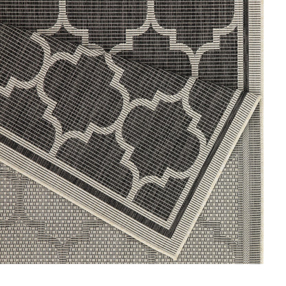Indoor/Outdoor Trellis Rug, 5'3 x 7'3, PP-Polyester, Stain-Resistant, Patio & Living Room, Anthracite
