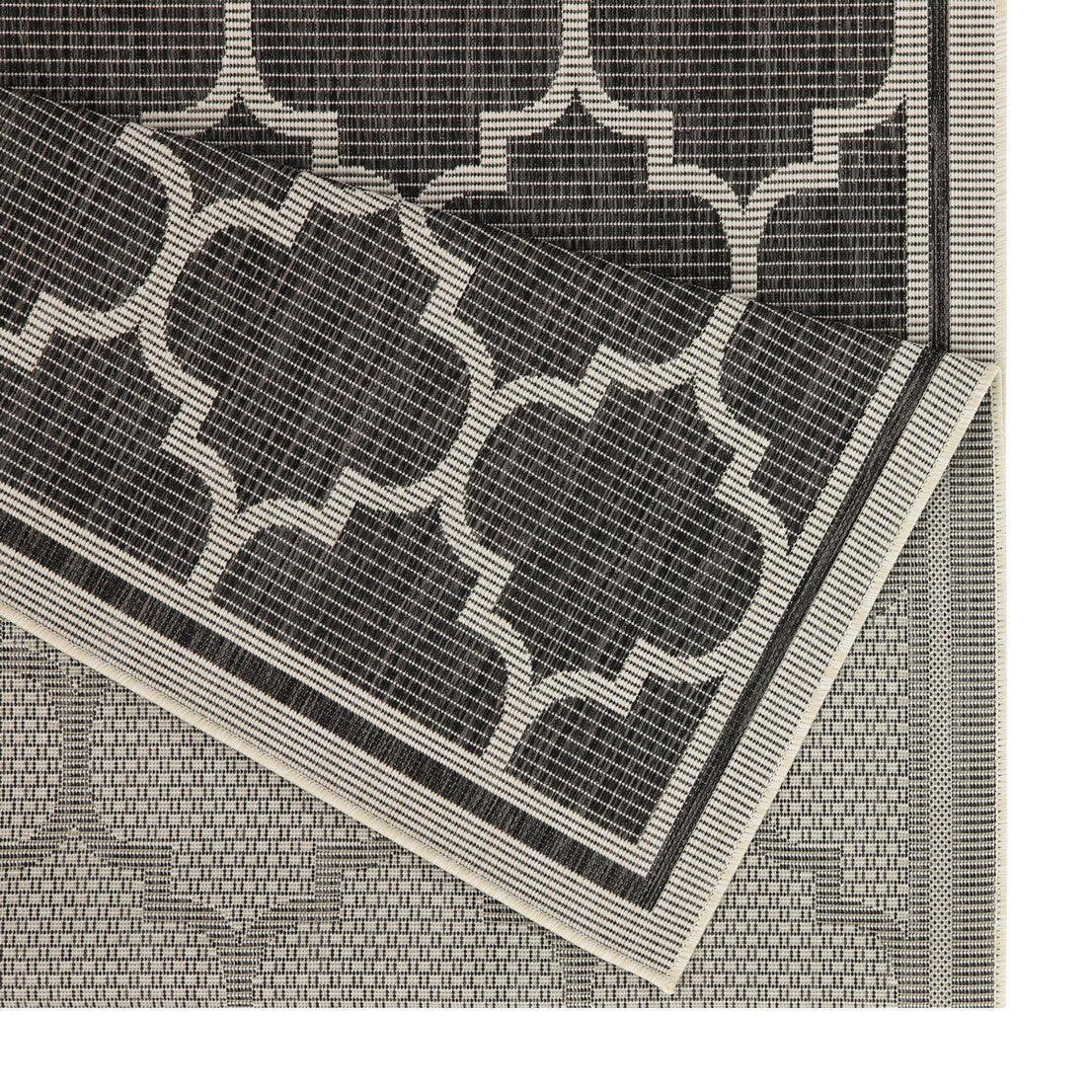 Indoor/Outdoor Trellis Area Rug, 2'7 x 7'3, Flatweave Polypropylene, Stain-Resistant, Durable Anthracite