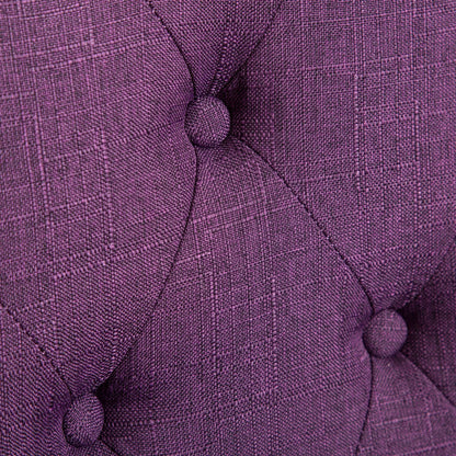 Solid Wood Tufted Parsons Dining Chair, Set of 2, 200 lb Capacity, Oak Finish, Polyester, Purple