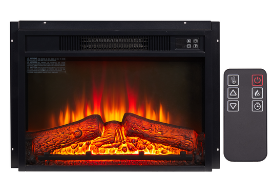 Electric Fireplace Insert, 23-Inch, 1400W/120V, Remote, LED Display, 3 Flame Modes, Temp 62–82°F, Black