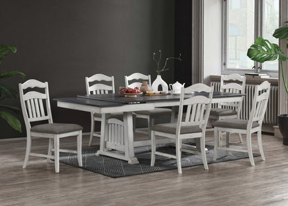 Modern Dining Table 2 Leaves Antique White and Grey Finish