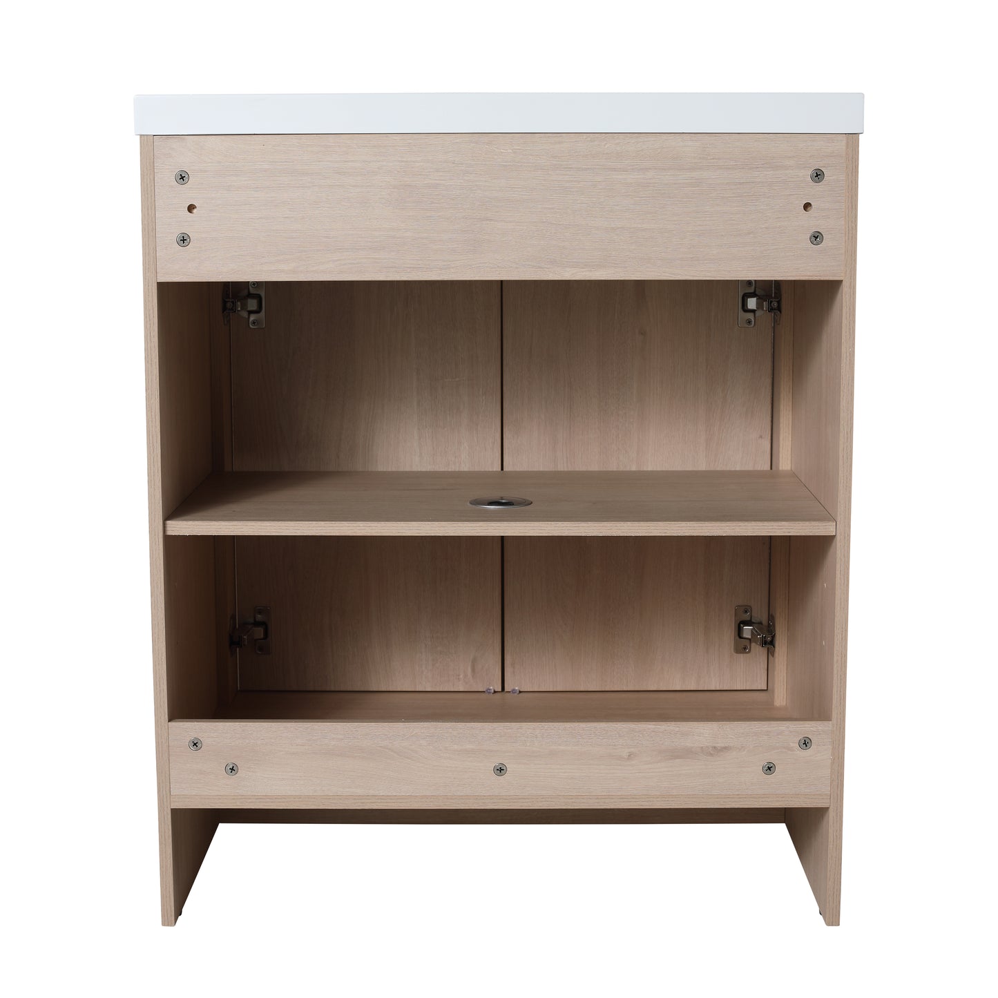 30-Inch Light Oak Freestanding Bathroom Cabinet with Soft-Close Doors & Integrated Resin Sink