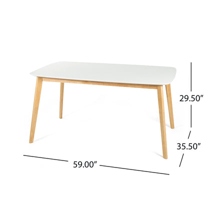 Mid Century Dining Table MDF Construction White Oak Finish