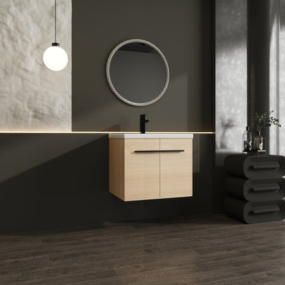 American Design 24-Inch Oak Bathroom Vanity with Resin Sink and 2-Door Cabinet