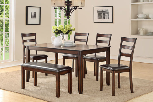 60 Inch Rectangular Dining Set Chairs And Bench Espresso