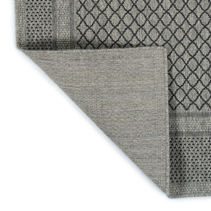 7'10" x 10' Indoor/Outdoor Area Rug, Polypropylene, High-Low Textured Geometric Southwestern Modern, UV-Stable Charcoal