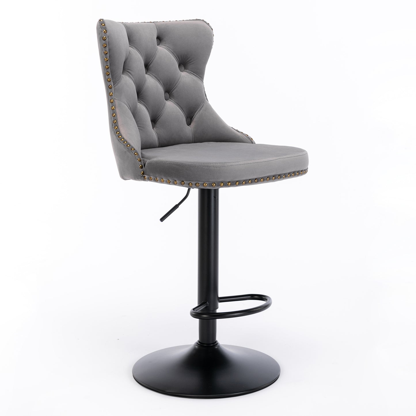 AA Velvet Swivel Bar Stools Adjustable 25 33 Gray Set of 2
