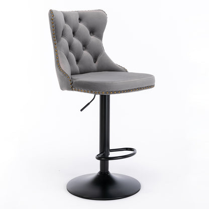 AA Velvet Swivel Bar Stools Adjustable 25 33 Gray Set of 2