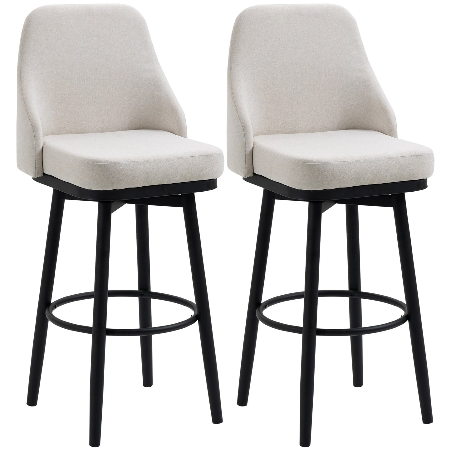 Bar Height Bar Stools Set Of 2 Cream White 360 Swivel