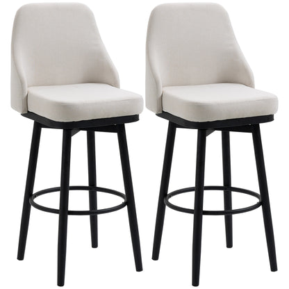 Bar Height Bar Stools Set Of 2 Cream White 360 Swivel