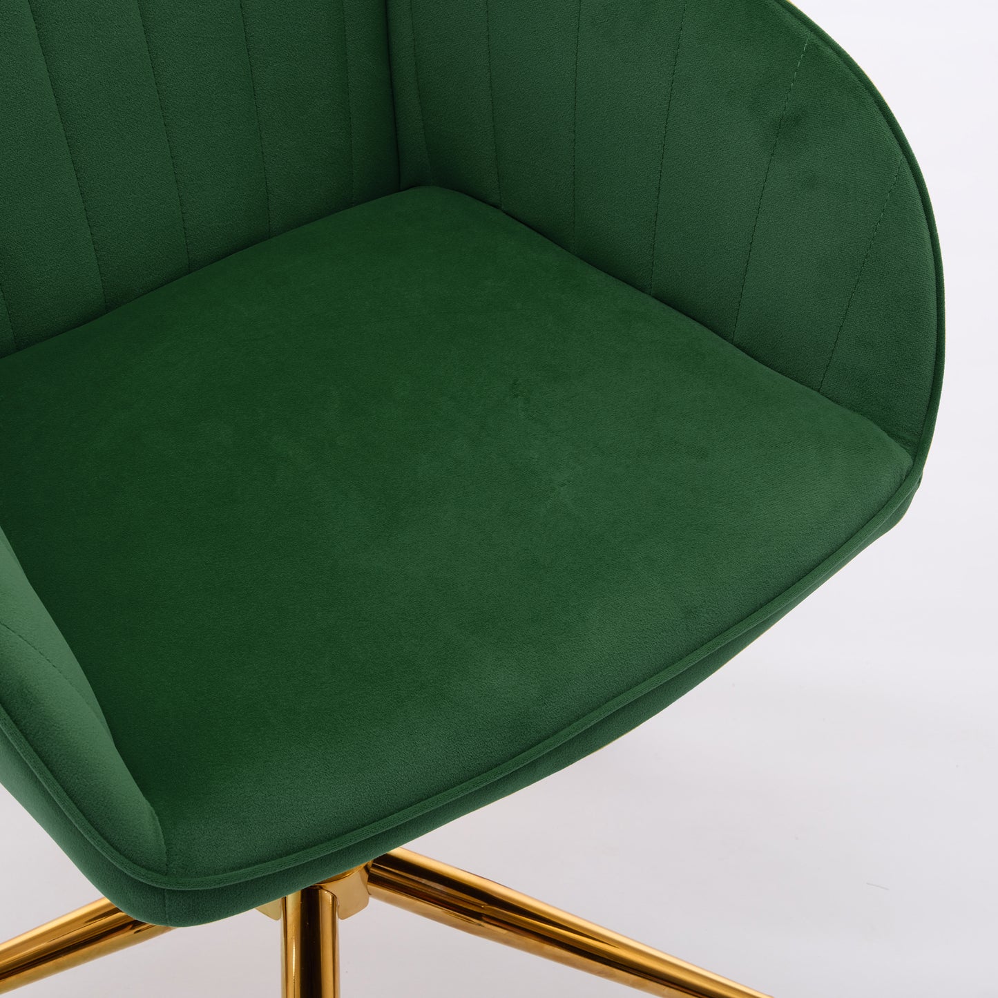 Luxurious Ergonomic Velvet Swivel Office Chair with Golden Base for Home and Bedroom