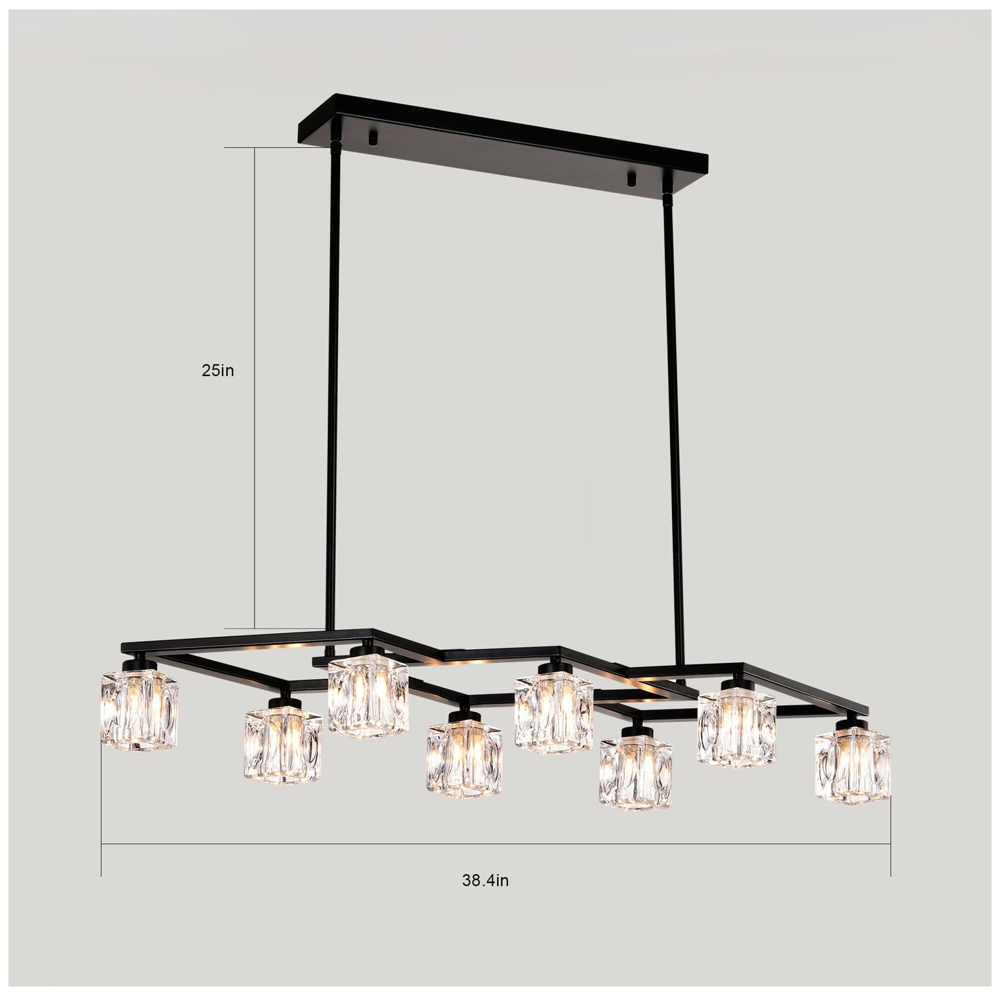 8-Light Metal Chandelier for Dining Room & Kitchen Island, Ceiling Pendant G9 Bulbs Included Matte Black