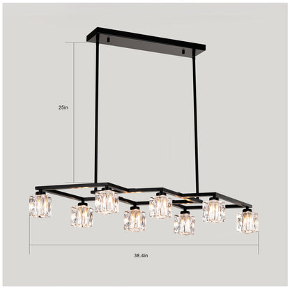 8-Light Metal Chandelier for Dining Room & Kitchen Island, Ceiling Pendant G9 Bulbs Included Matte Black