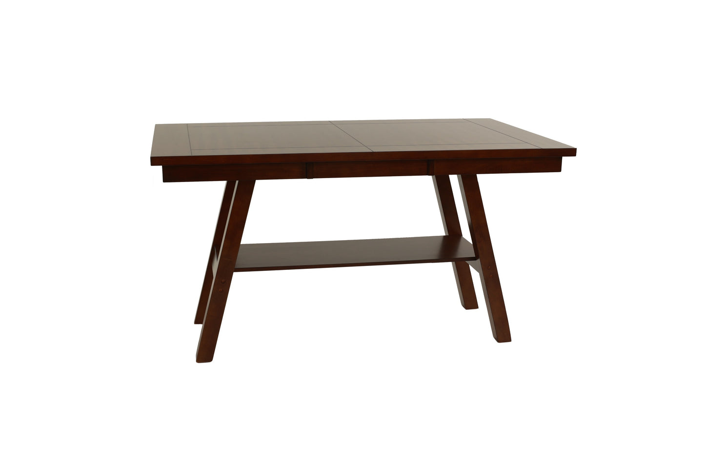 Dining Table Shelf Counter Height Rubber Wood Dark Walnut
