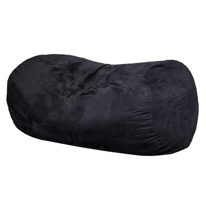 6.5-Foot Cylindrical Bean Bag Chair with Foam Fill, Removable Cover, Modern Living Room Seating, Black