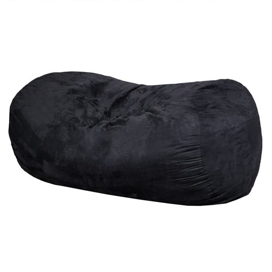 6.5-Foot Cylindrical Bean Bag Chair with Foam Fill, Removable Cover, Modern Living Room Seating, Black
