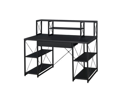 Modern Black Finish Writing Desk with Ample Storage and Industrial Design