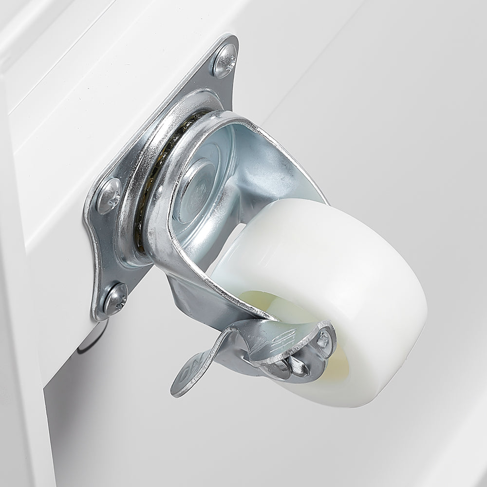 Mobile Metal Printer Stand with Storage and Adjustable Shelves for Home Office on Wheels (White)