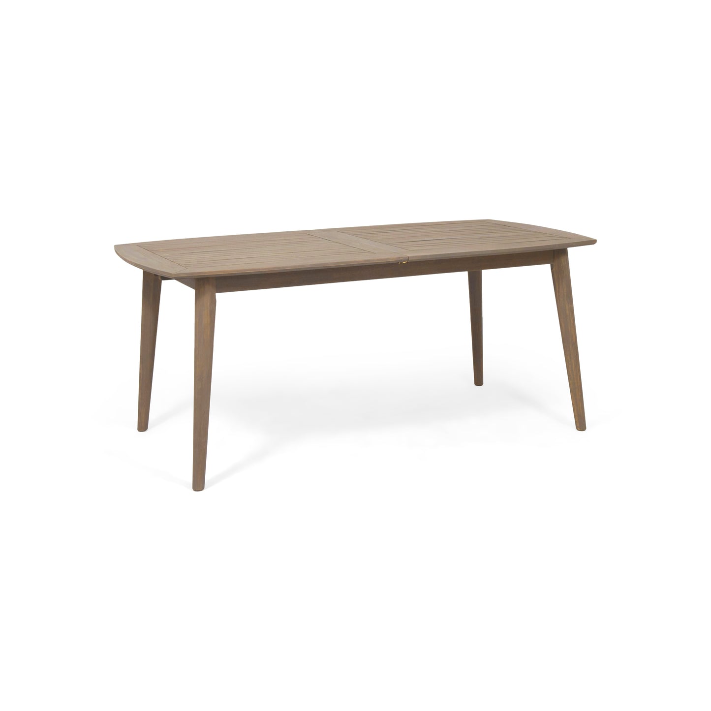 Outdoor Expandable Dining Table With Slatted Top And Tapered Legs 71-Inch Length Acacia Wood Grey