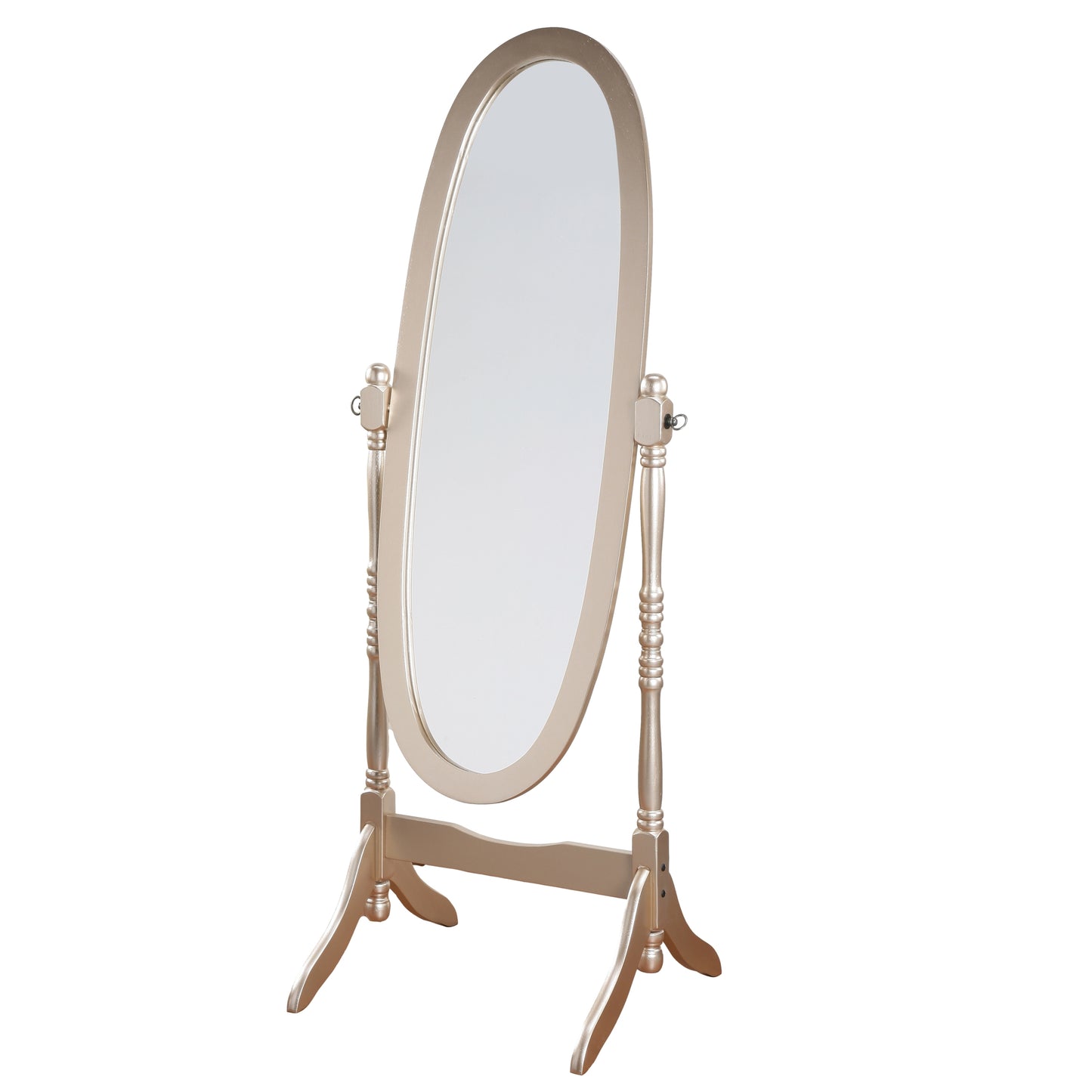 Antique-Inspired Gold-Finished Wood Cheval Mirror in Queen Anna Style