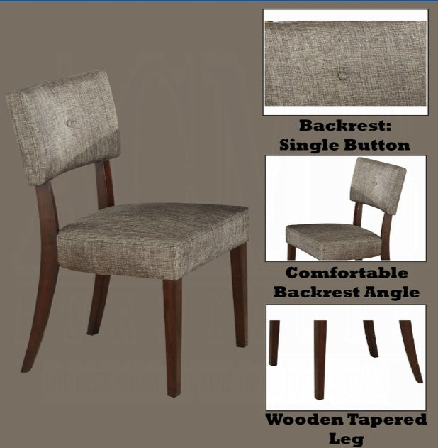 Set of 2 Armless Dining Side Chairs with Padded Seat and Back, Minimalist, Button-Back, Espresso finish