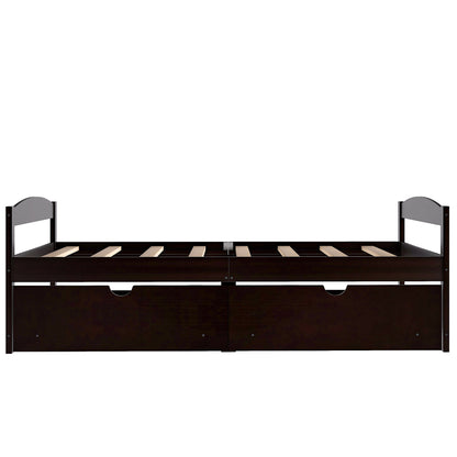Espresso Twin Platform Bed with Dual Storage Drawers