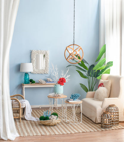 3-Light Farmhouse Rope Chandelier with Adjustable Chain for Kitchen, Dining, Entryway Globe Light Black