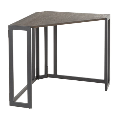 Espresso Bamboo and Black Metal Industrial Corner Desk by LumiSource