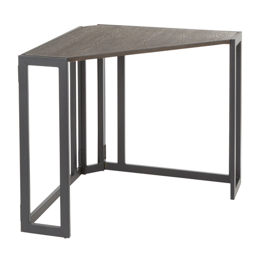 Espresso Bamboo and Black Metal Industrial Corner Desk by LumiSource
