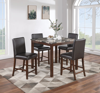 Counter Height Dining 4 Chairs Faux Leather Espresso Finish