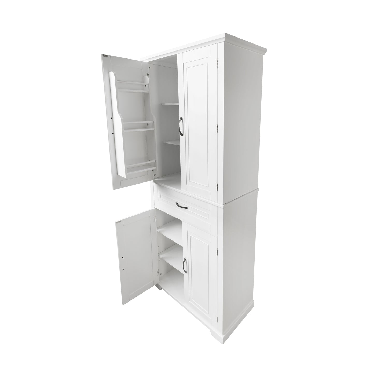 Tall White Bathroom Storage Cabinet with Adjustable Shelf and Drawer, Versatile Multi-Functional Organizer