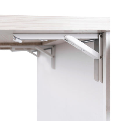 Rolling White Kitchen Island with Drop Leaf and Tilt-out Trash Can Storage, Spice Rack & Towel Rack