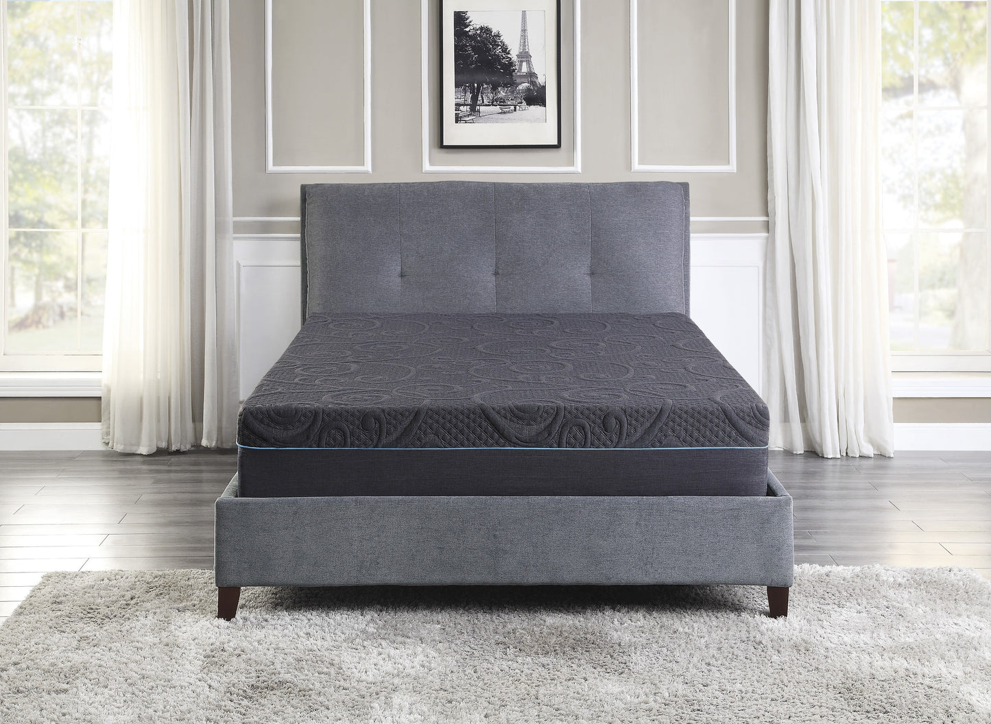 11-Inch Dark Gray Hybrid Mattress with Gel-Infused Memory Foam for Queen Bed, Mattress in a Box