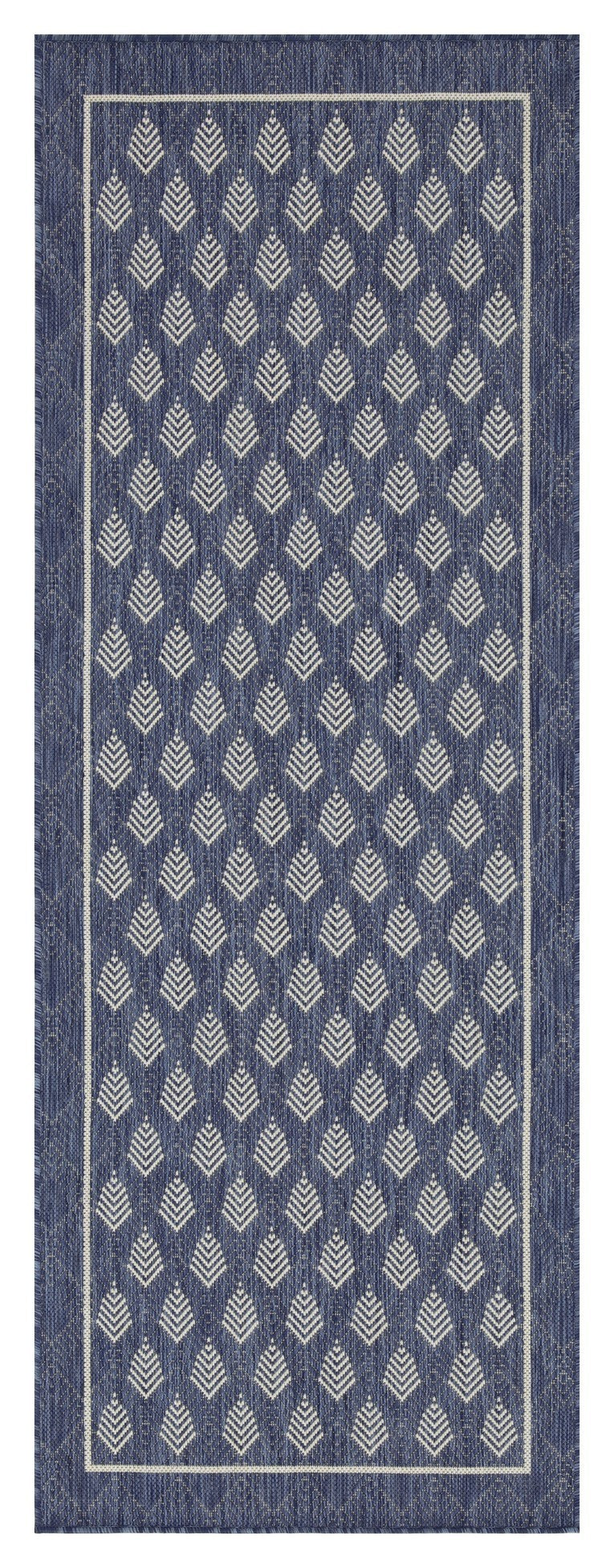 Indoor/Outdoor Area Rug, 2 ft 7 in x 7 ft 3 in, Flatweave Polypropylene, Weather-Resistant - Blue