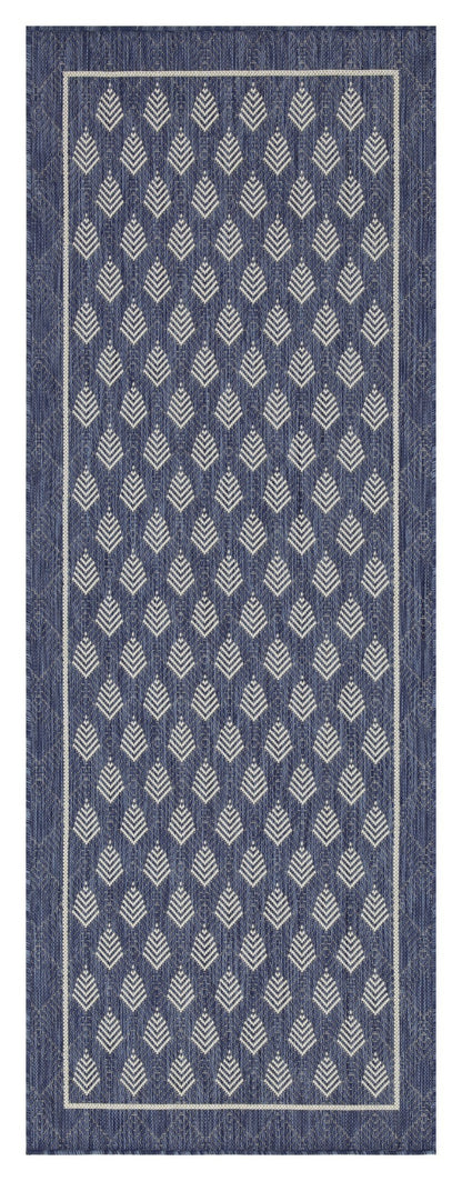 Indoor/Outdoor Area Rug, 2 ft 7 in x 7 ft 3 in, Flatweave Polypropylene, Weather-Resistant - Blue