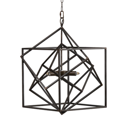 3-Light Metal Chandelier with Adjustable Chain Hanging Fixture Kitchen Bulbs Not Included Matte Black