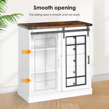 Storage Cabinet, Home Kitchen Sideboard, Living Room Storage Cabinet Against the Wall, Modern Minimalist Storage Cabinet, Vintage White