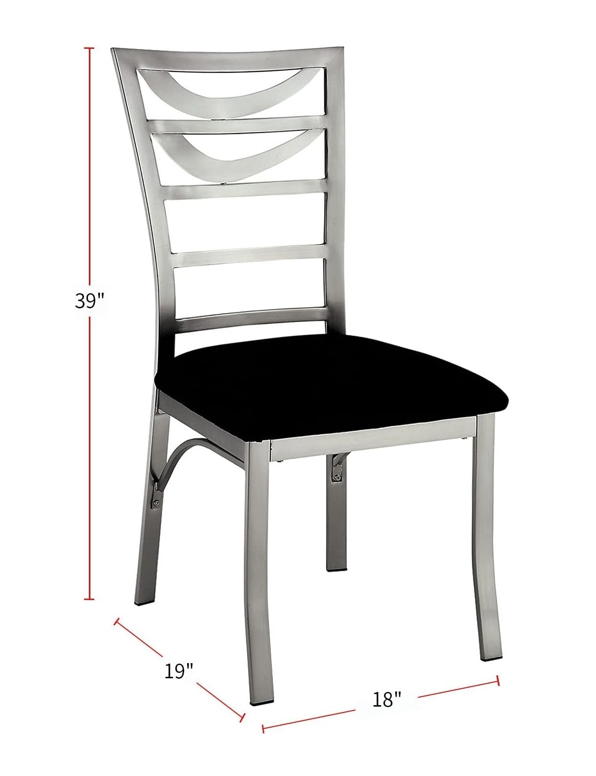 2-Piece Contemporary Metal Dining Chairs with Padded Microfiber Seats, Ladder-Back, Powder-Coated Black