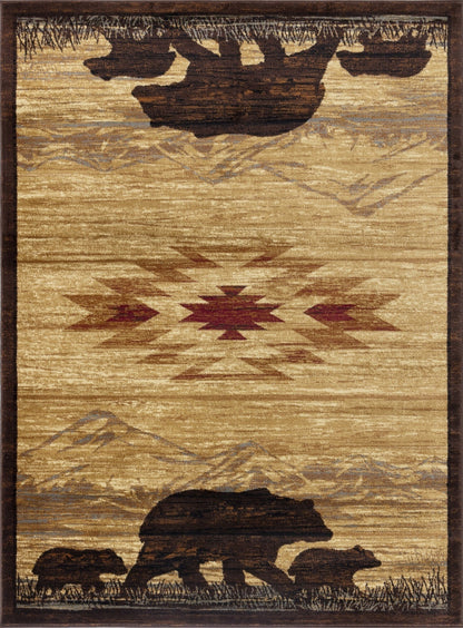 5 ft 3 in x 7 ft 3 in Lodge Area Rug - Durable Polypropylene, High-Traffic, Stain-Resistant, Beige