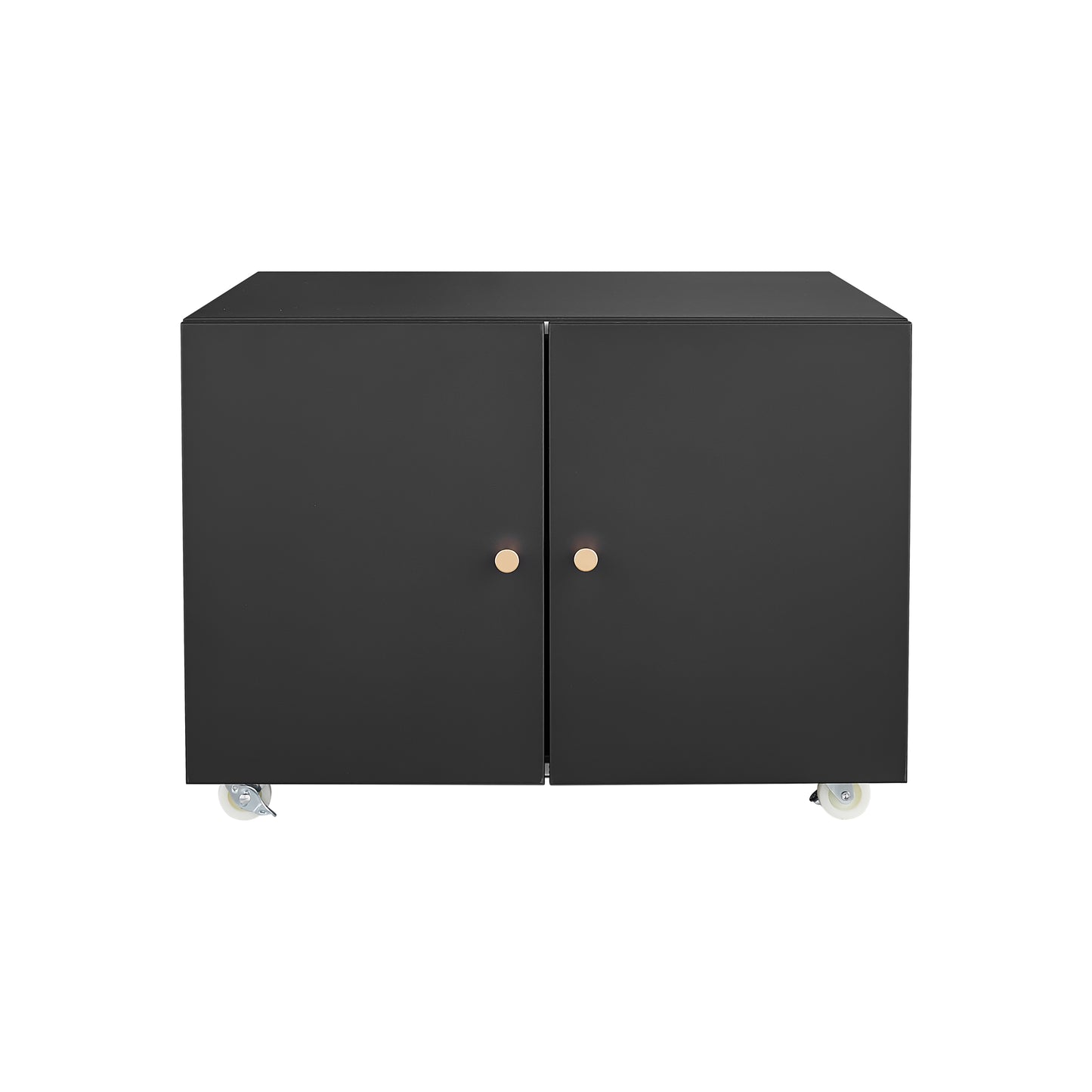 Mobile Black Steel Copier Cabinet with 2 Doors and Adjustable Storage